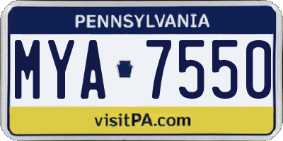 PA license plate MYA7550