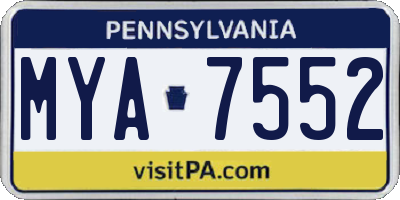 PA license plate MYA7552