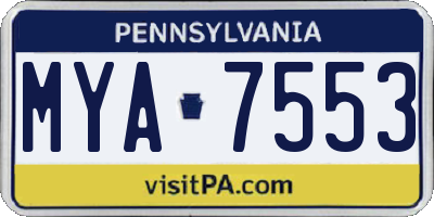 PA license plate MYA7553