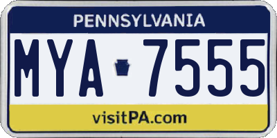 PA license plate MYA7555