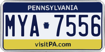PA license plate MYA7556