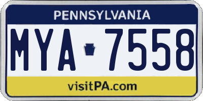 PA license plate MYA7558
