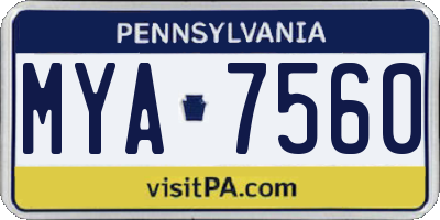 PA license plate MYA7560