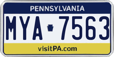 PA license plate MYA7563