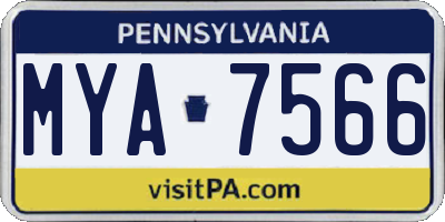 PA license plate MYA7566