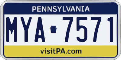 PA license plate MYA7571