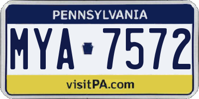 PA license plate MYA7572