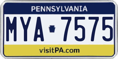 PA license plate MYA7575