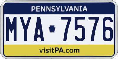 PA license plate MYA7576