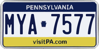 PA license plate MYA7577