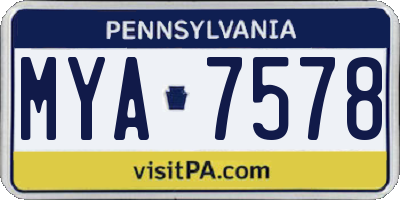PA license plate MYA7578