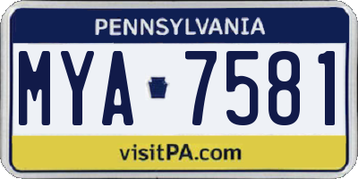 PA license plate MYA7581