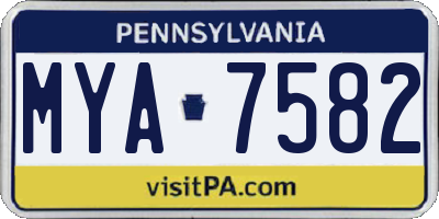 PA license plate MYA7582