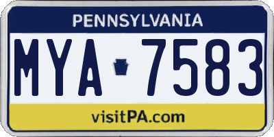 PA license plate MYA7583