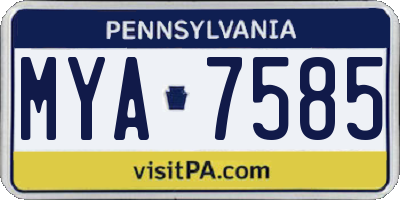 PA license plate MYA7585