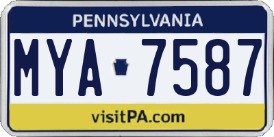PA license plate MYA7587