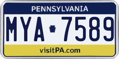 PA license plate MYA7589