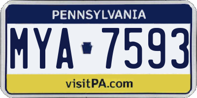 PA license plate MYA7593