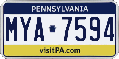 PA license plate MYA7594