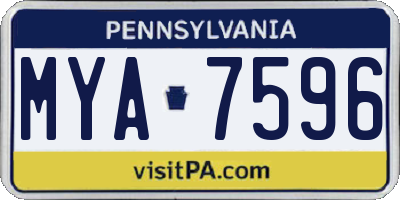 PA license plate MYA7596