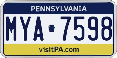 PA license plate MYA7598