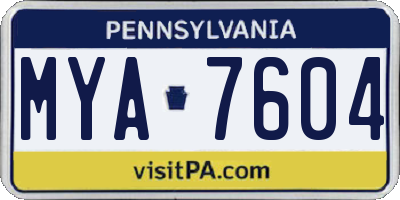 PA license plate MYA7604