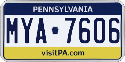 PA license plate MYA7606