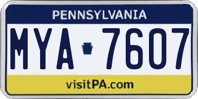 PA license plate MYA7607