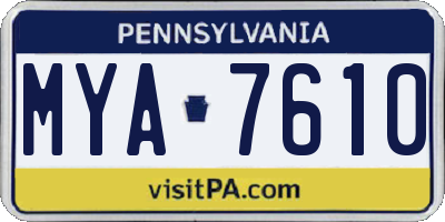 PA license plate MYA7610