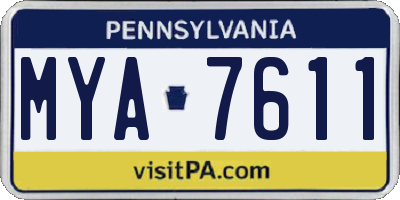PA license plate MYA7611