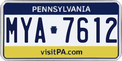 PA license plate MYA7612