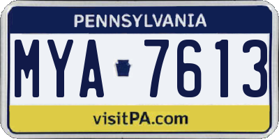 PA license plate MYA7613
