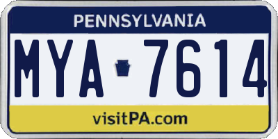 PA license plate MYA7614