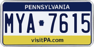 PA license plate MYA7615