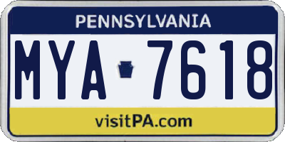 PA license plate MYA7618