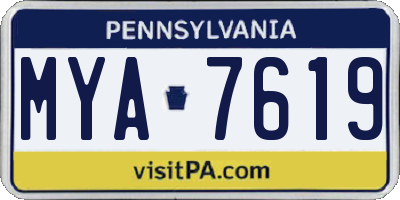 PA license plate MYA7619