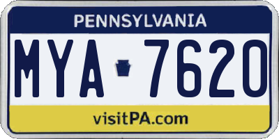 PA license plate MYA7620