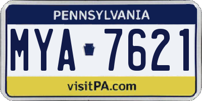 PA license plate MYA7621