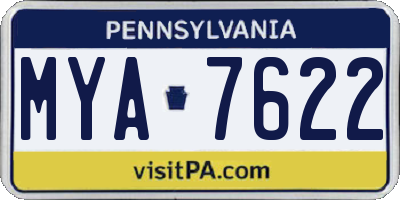 PA license plate MYA7622