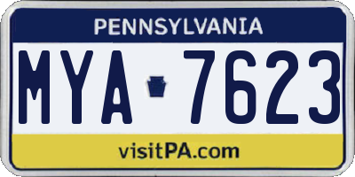 PA license plate MYA7623