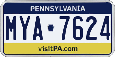 PA license plate MYA7624