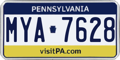 PA license plate MYA7628