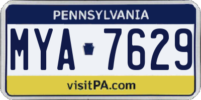 PA license plate MYA7629