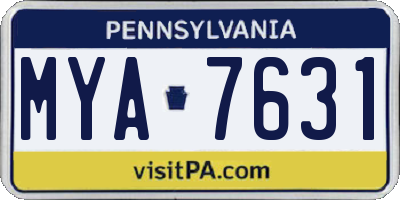 PA license plate MYA7631