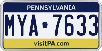 PA license plate MYA7633