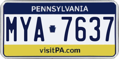 PA license plate MYA7637