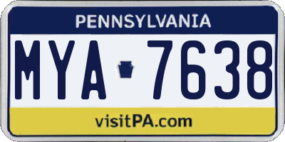PA license plate MYA7638