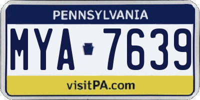 PA license plate MYA7639