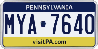 PA license plate MYA7640