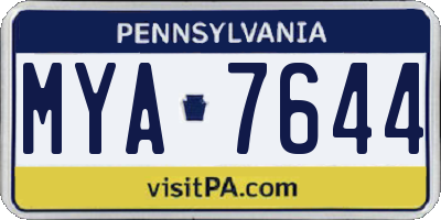 PA license plate MYA7644